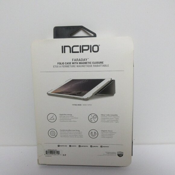 Incipio Faraday Navy Leather Case i pad mini 4 Gray Magnetic Closure W/Stylus - Picture 3 of 4